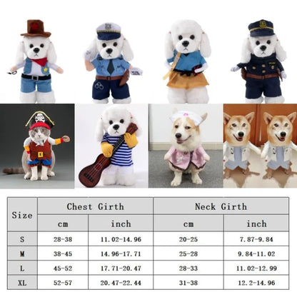 Disfraz de Policia/ Marinero/Vaquero/Pirata para Perros - Ropa de Cosplay para Mascotas
