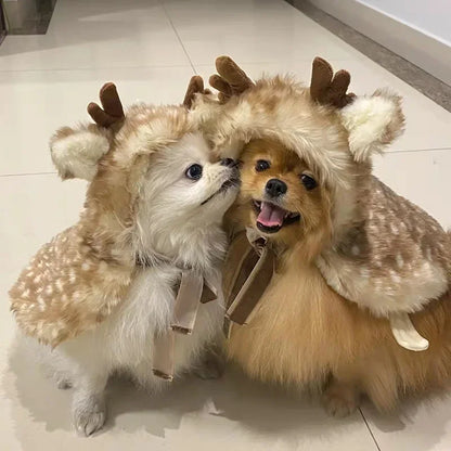 Capa de Venado para Mascotas – Disfraz Cálido de Terciopelo