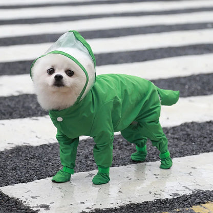 Chubasquero traje para Perro con Capucha y Botas para Lluvia y Frío