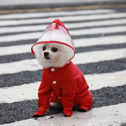Chubasquero traje para Perro con Capucha y Botas para Lluvia y Frío