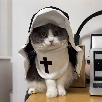 Disfraz de Monjita para Mascotas - Traje de Halloween para Perros y Gatos