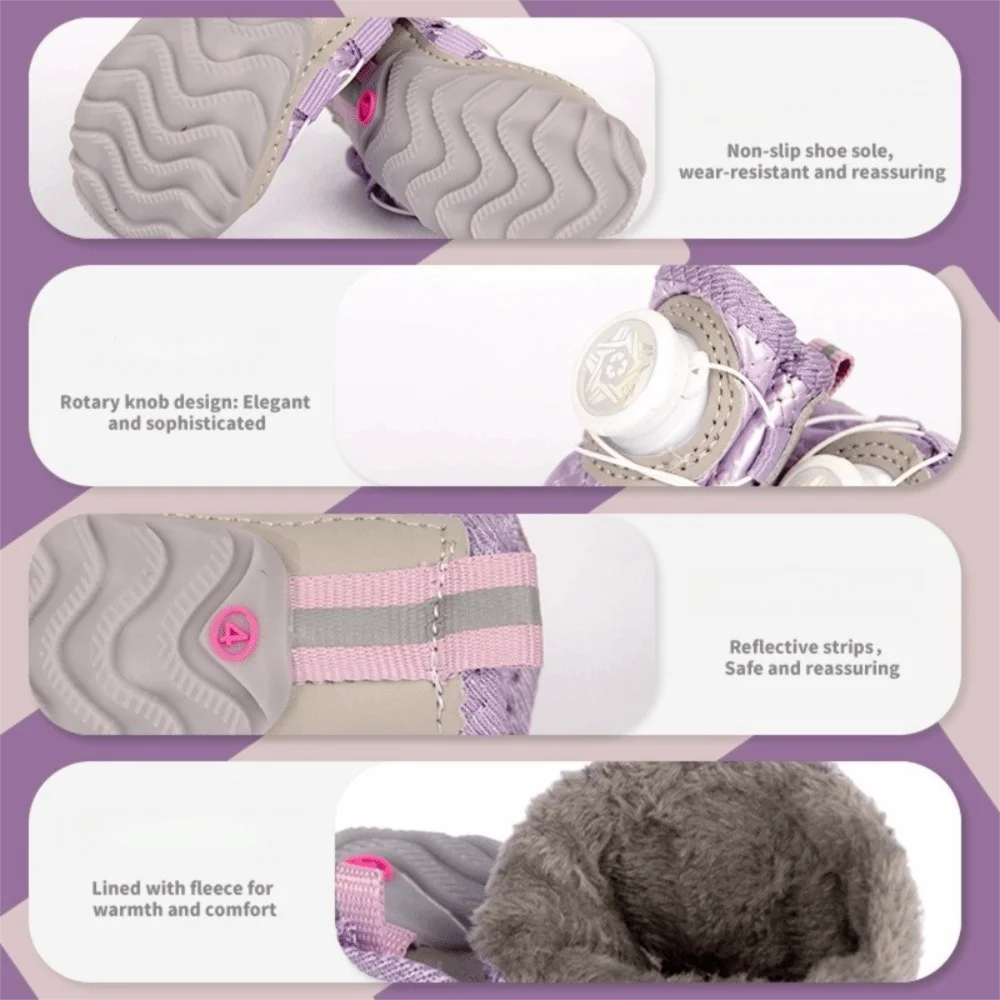 Botas para Perro con Ajuste de Perilla y Forro Suave – 4 Piezas