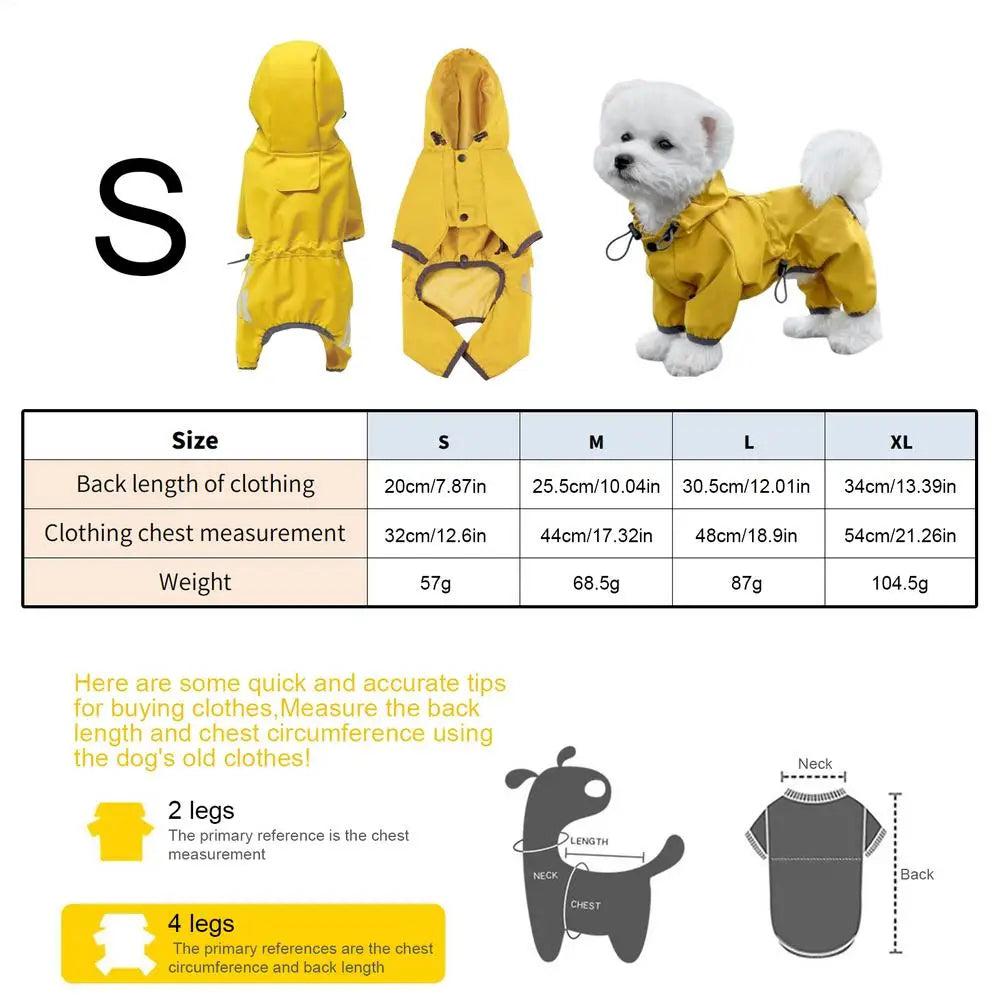 Chubasquero Amarillo Ajustable con Capucha para Perro
