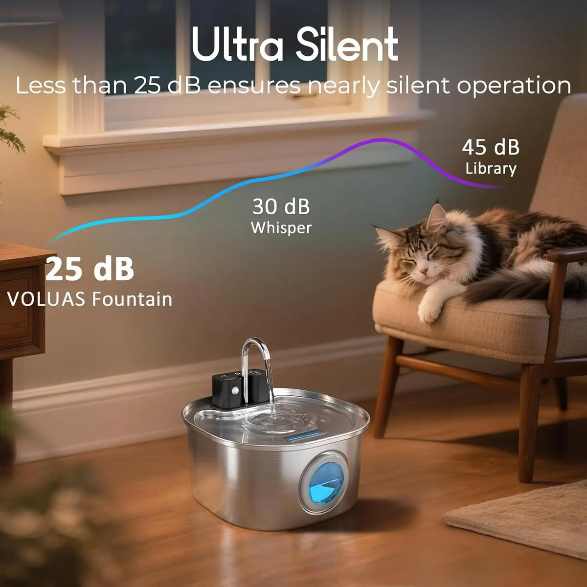 Fuente de agua para gatos con Sensor de recarga inalámbrico de acero inoxidable de 3L, bebedero automático para gatos, bebedero para perros, tazón dispensador para mascotas